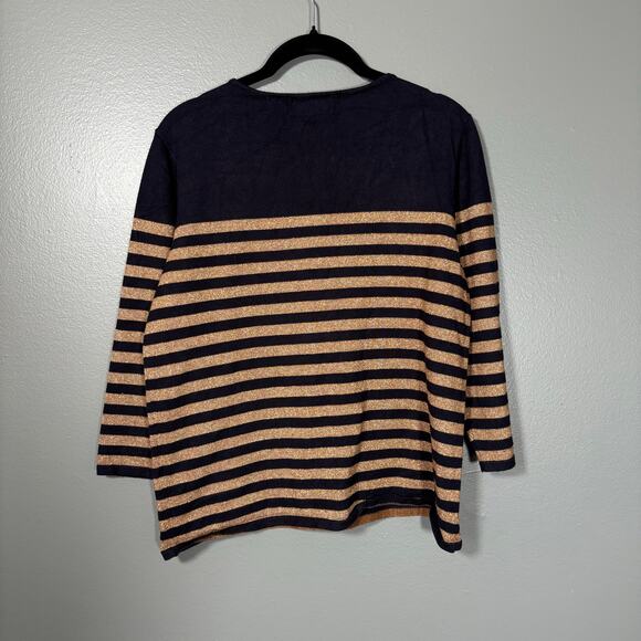 Alfred Dunner Women's Beaded Metallic Striped Knit Top - Size Petite Medium (PM) - Picture 6 of 6